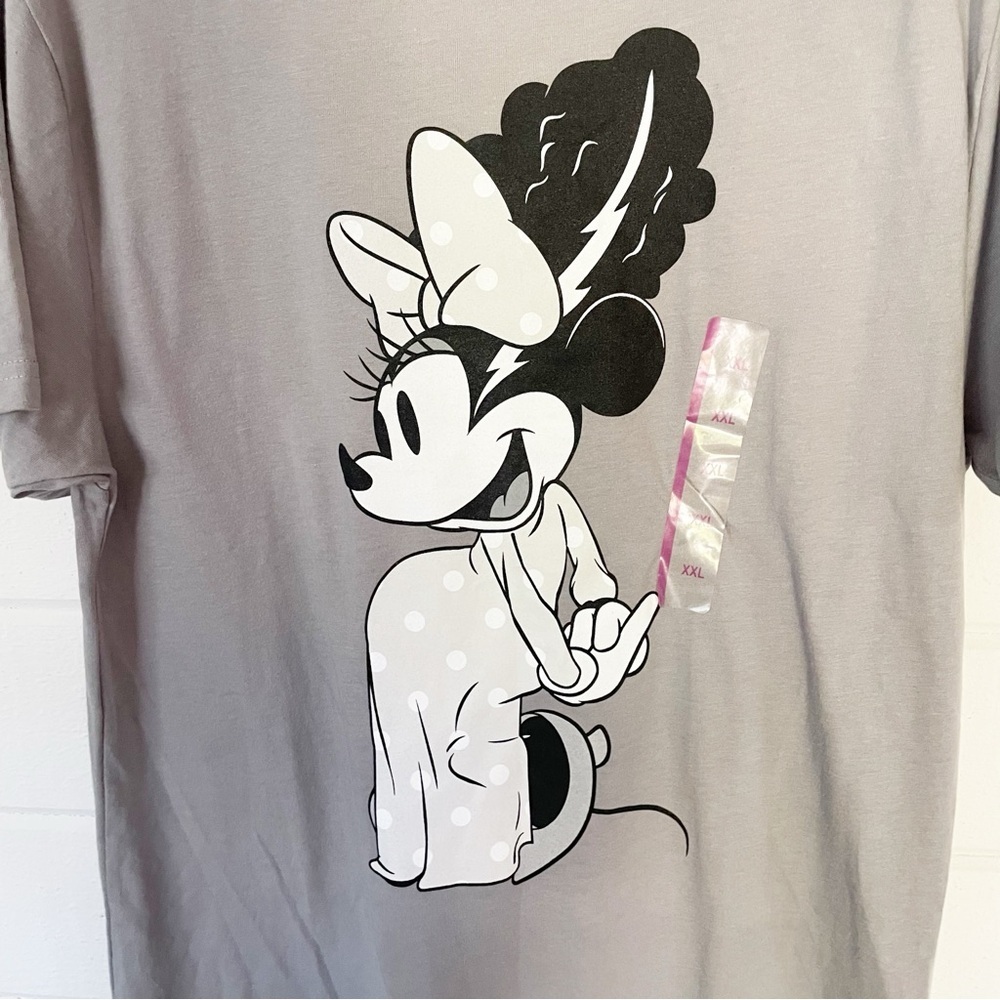 NWT Disney Women’s Gray Minnie Short Sleeve Crewneck Cotton Tee Size XXL - Picture 7 of 7